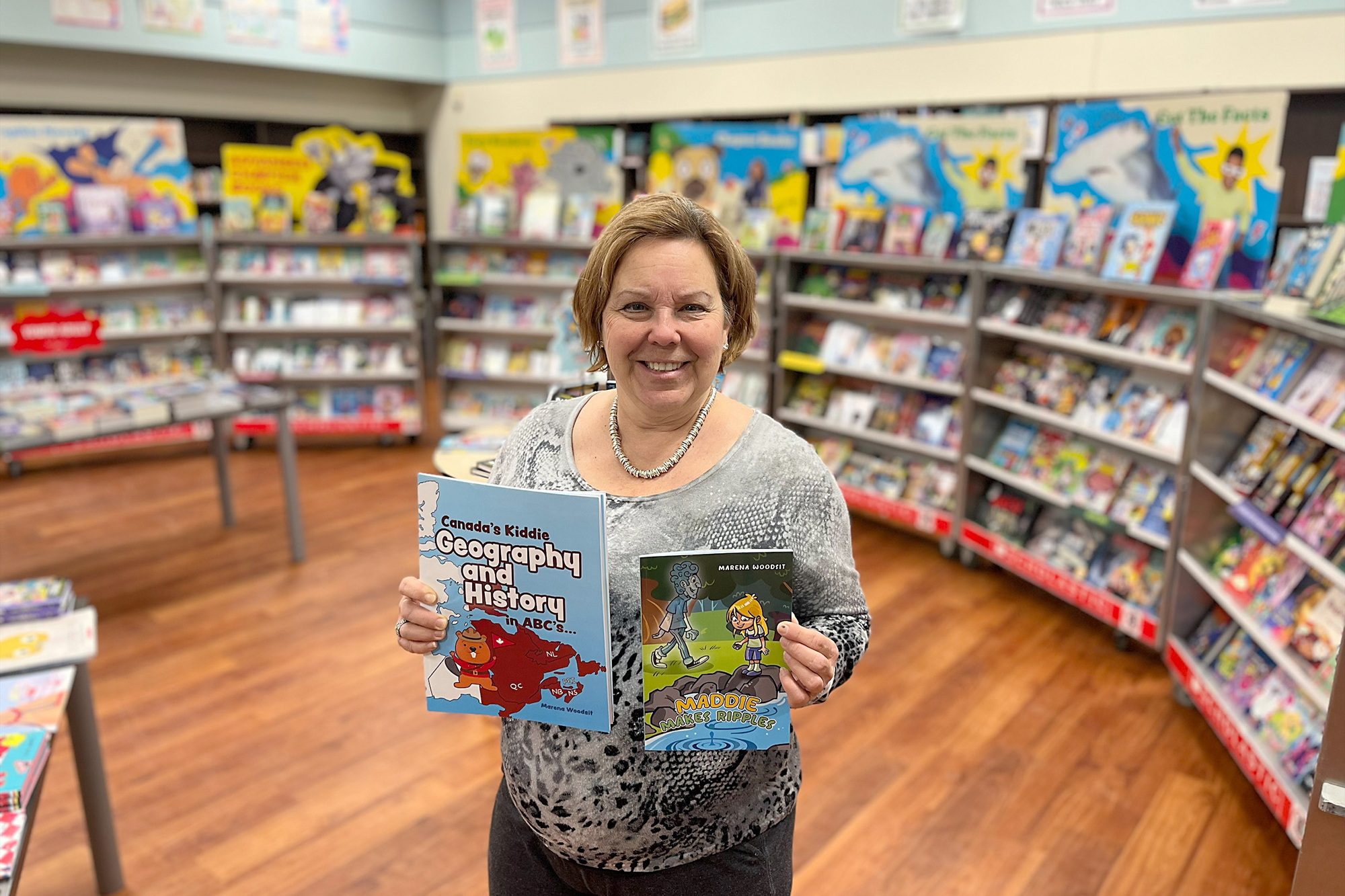 Local author and Gore Hill alumnus, Marena Woodsit was on hand to read her books to the students.