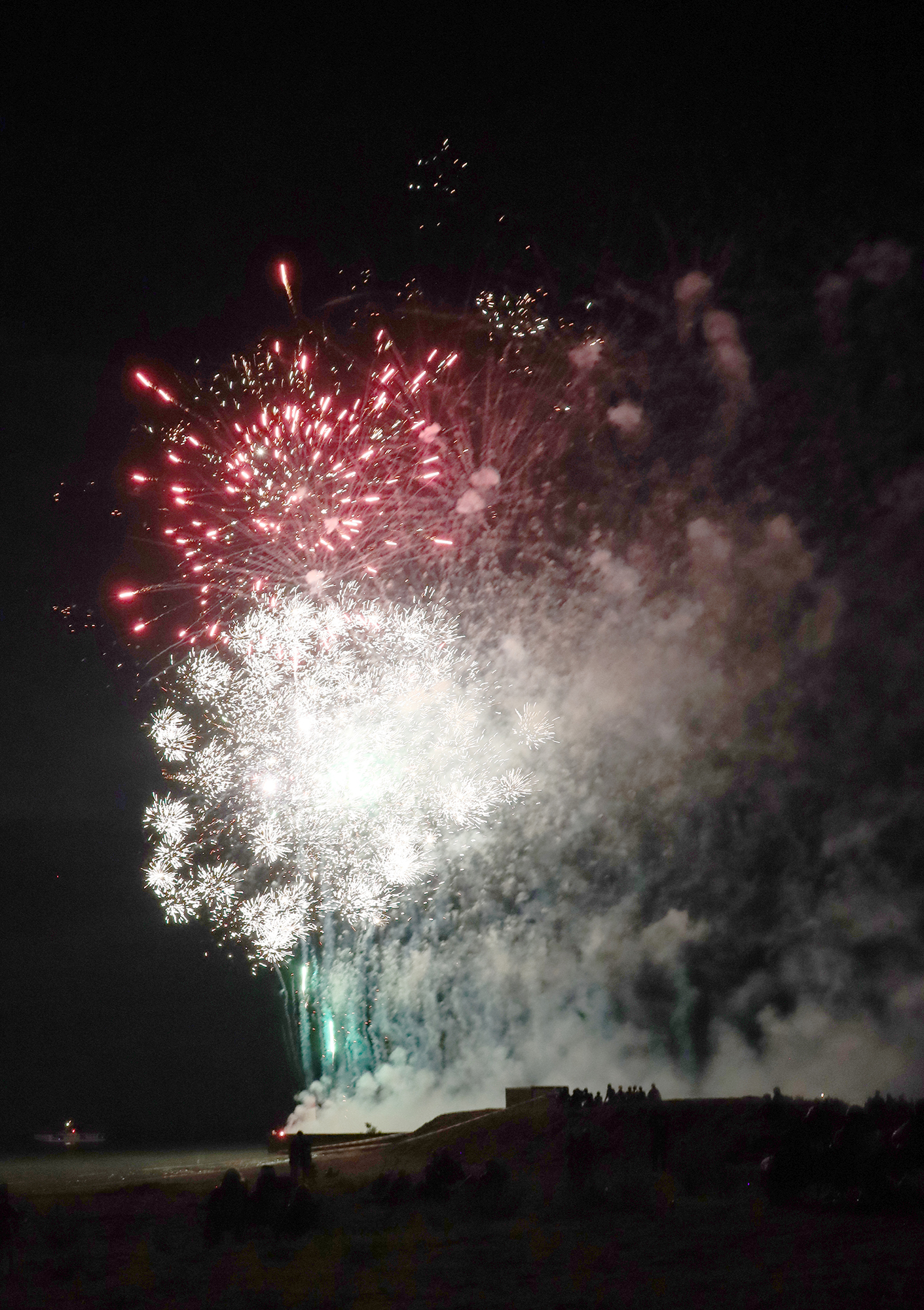 Fireworks light up the sky over Wheatley Harbour during the closing of the Wheatley Fish Festival.