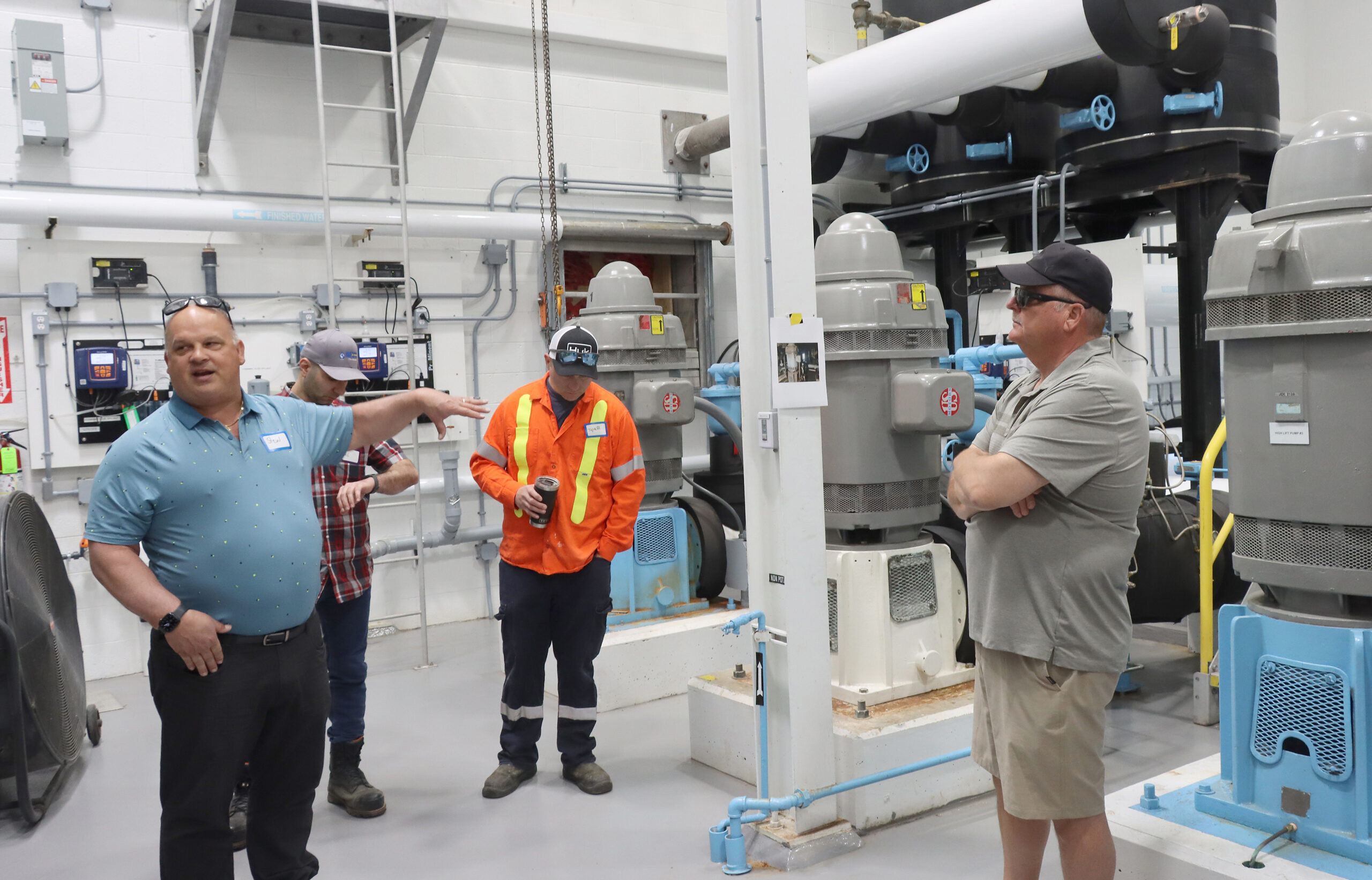 Stew Bechard, Operation Manager for C-K PUC, explains the process of the how the water gets back out into the system during a tour of the Wheatley Water Treatment Plant on Thursday, May 28.