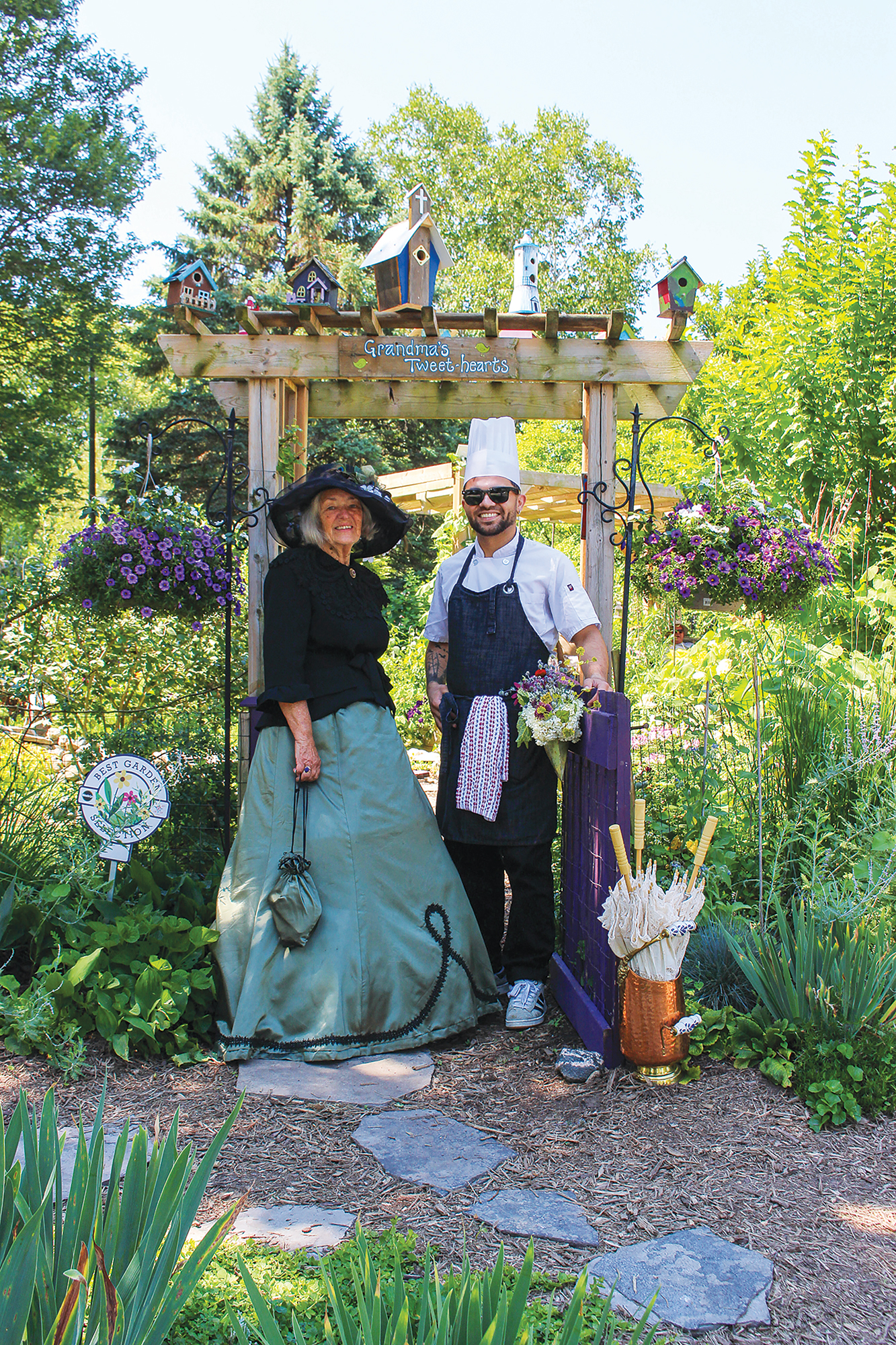 Kingsville Horticultural Society organizer Annette Cooper and Chef John Yilmaz at the Lavender Sanctuary during the Kingsville Garden Tour.