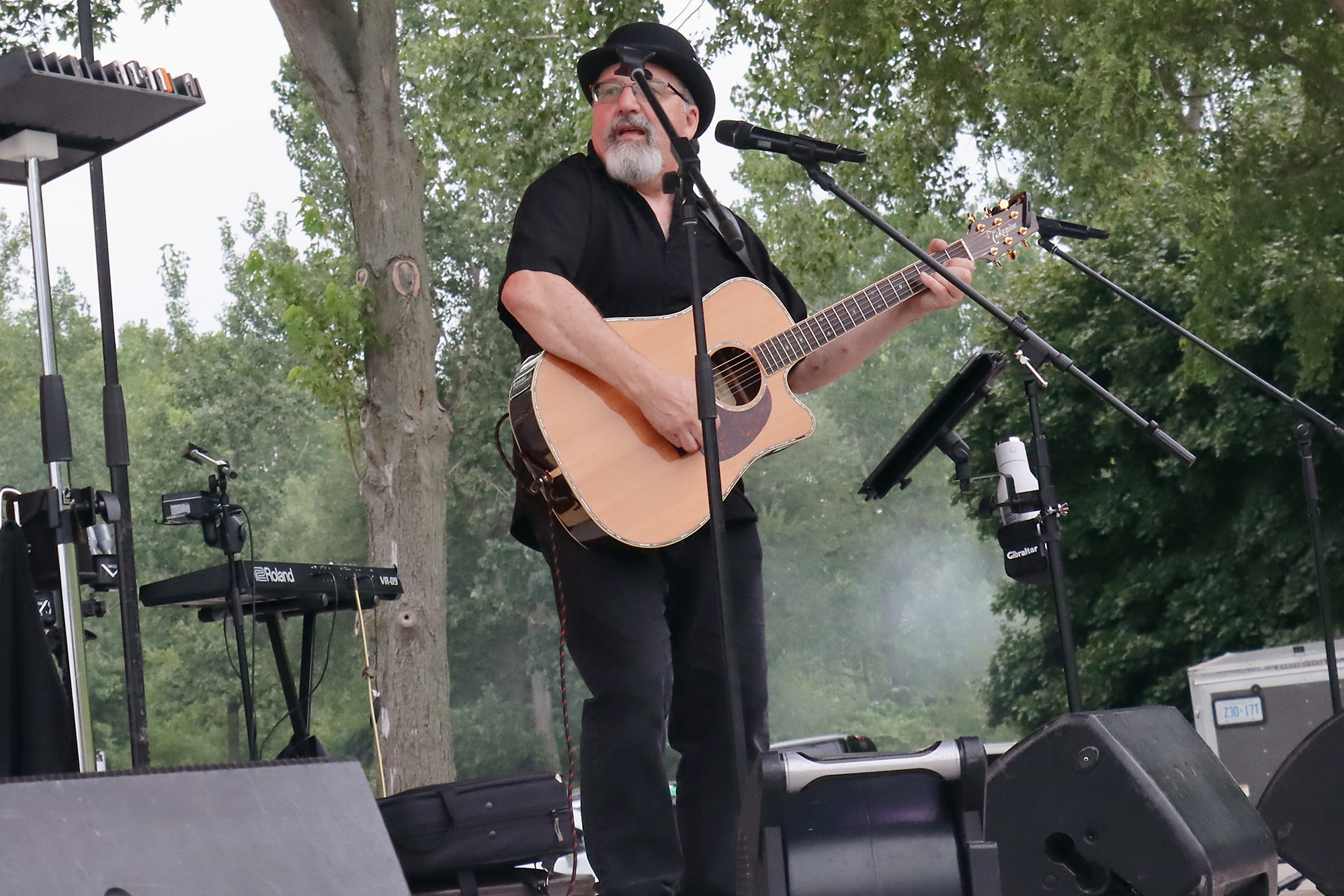 Denis Bastarache performs on the Sunset Amphitheatre stage in Leamington.