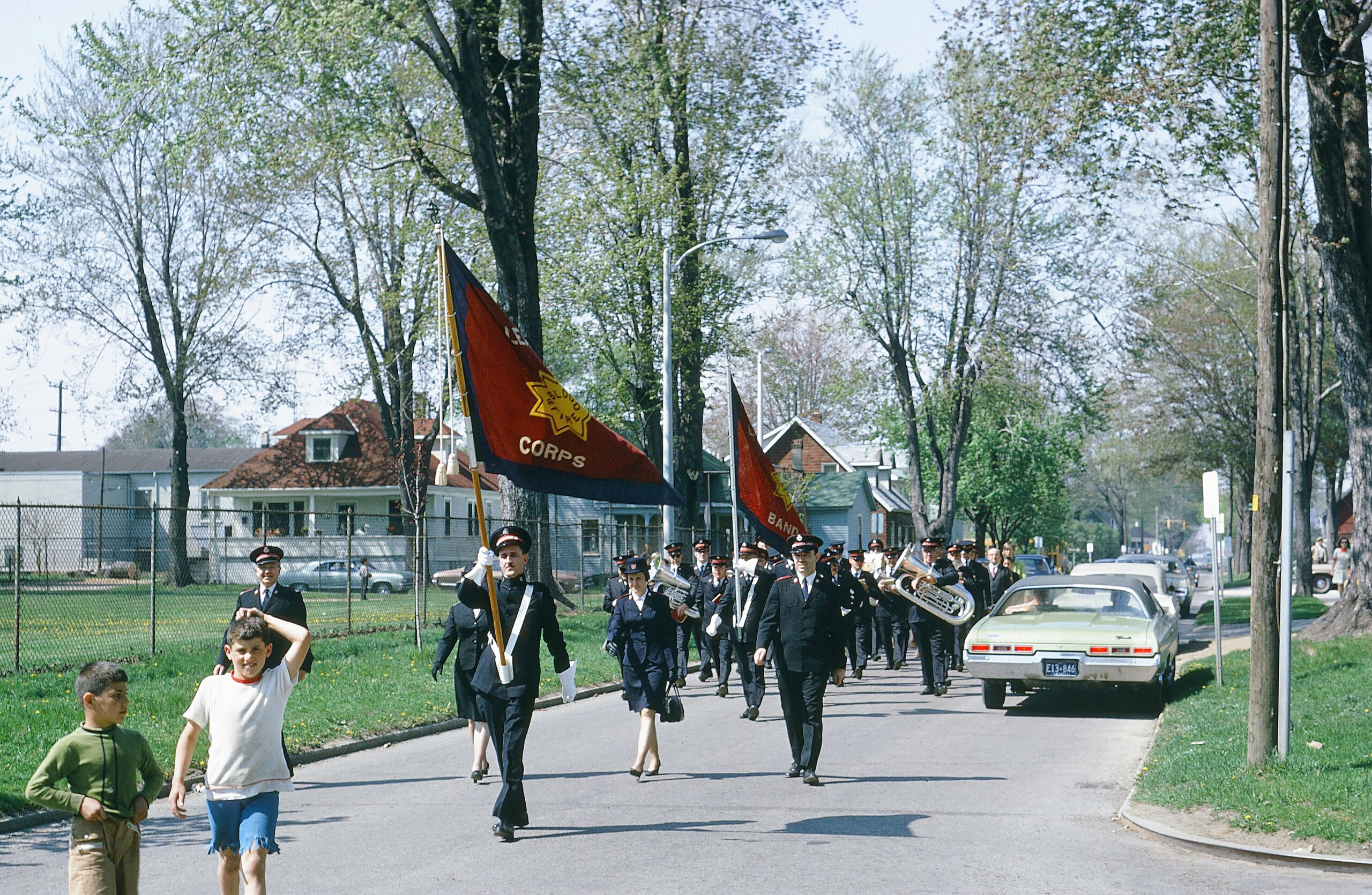 The Salvation Army Marching Band during the parade through Leamington to commemorate the opening of the new location in 1972. Photo courtesy of Salvation Army Leamington