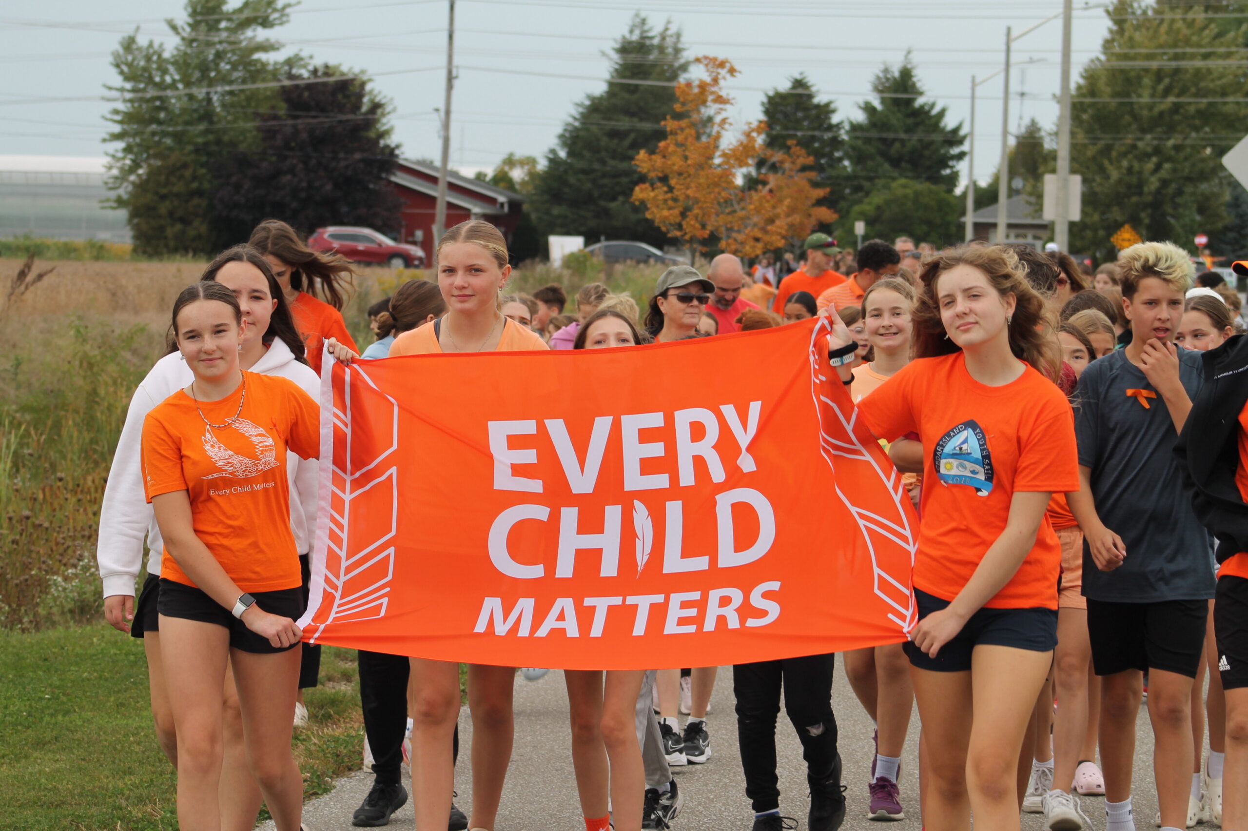 Students from Erie Migration District School led the walk on the National Day for Truth and Reconciliation in Kingsville.