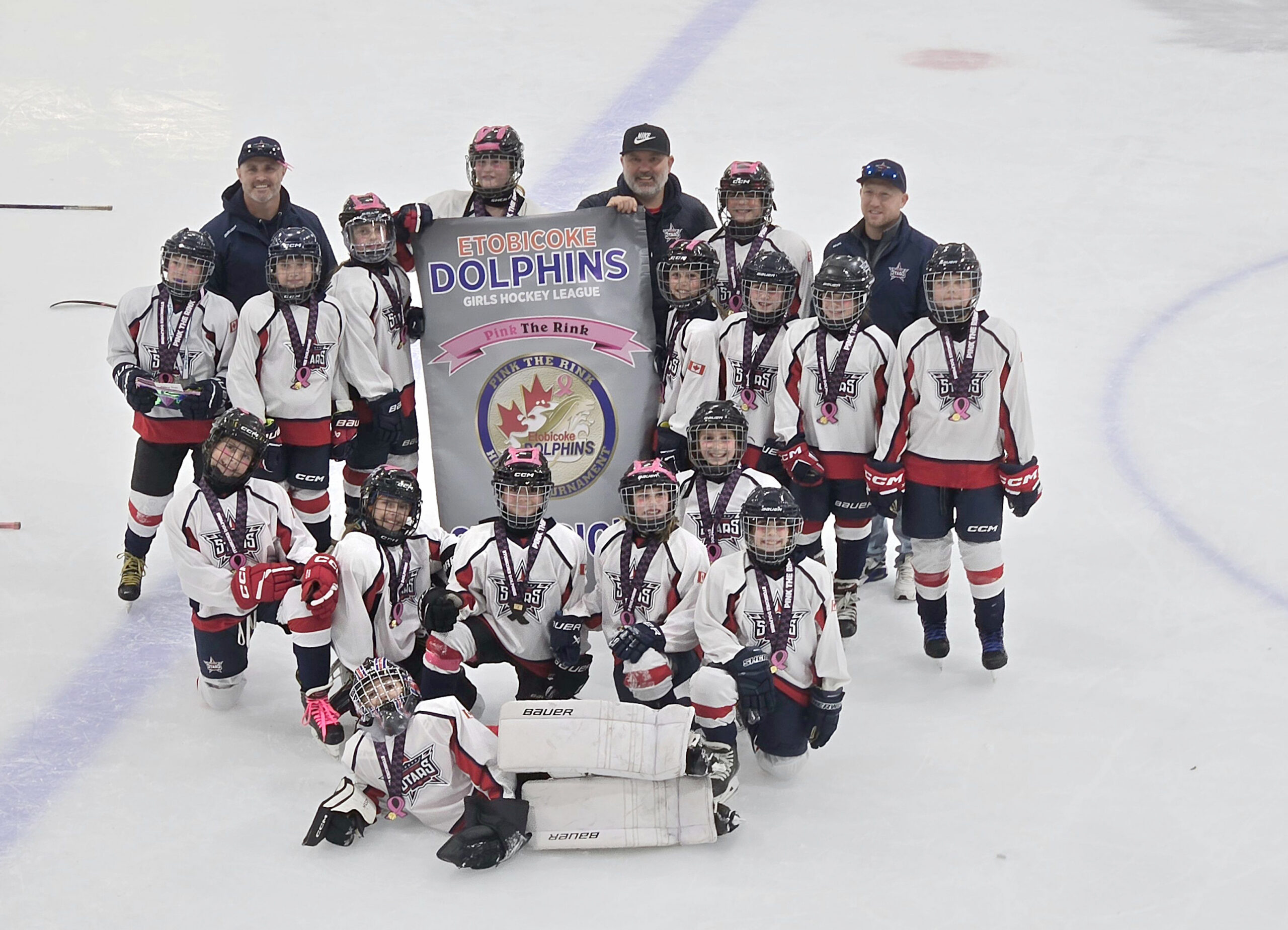 Pictured in the back row are coach Josh Lewis, Ellie St. Aubin, coach Rob Shepley, Hensley Adams, coach Matt Shaften. In the middle row are Sawyer Schnekenburger, Addi Lynagh, Indie Williamson, Lola Shepley, Quinn Shaften, Charlotte Vincent, Amelia Lewis. In front are Olivia Incitti, Poppy Mulholland, Laetyn Sutts, Alex Epplett, Lakyn Guerard, Clara Blain. Goalie is Paisley Prentice. Photo submitted
