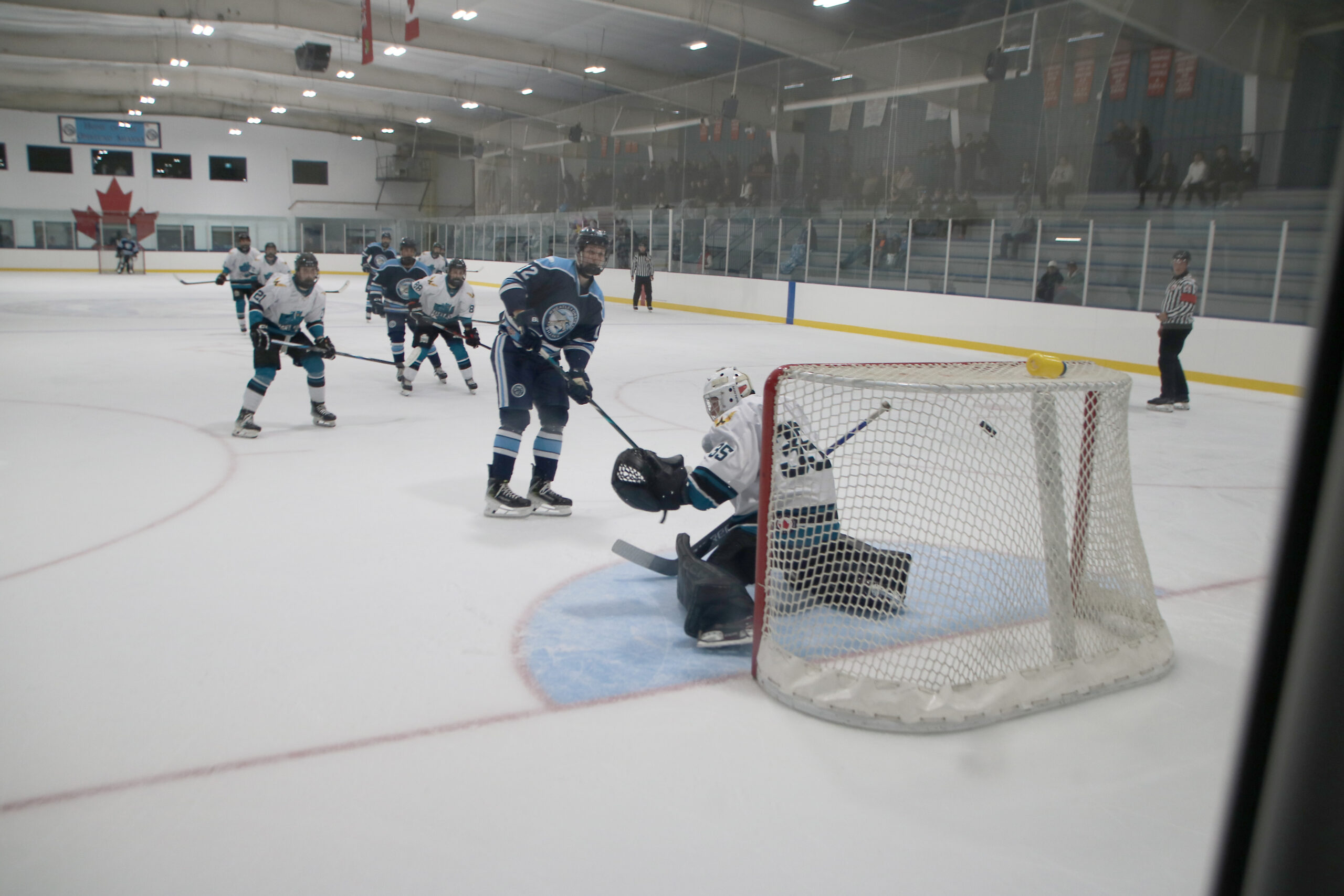 After 15 minutes of play at home last Wednesday against Walpole Island Wild, Brandon Ferguson breaks in all alone and calmly deposits the biscuit top shelf for his first of the season to propel his team to a 2-0 lead. Sharks would never trail en route to a 6-2 victory. SUN photo by Greg Coulter